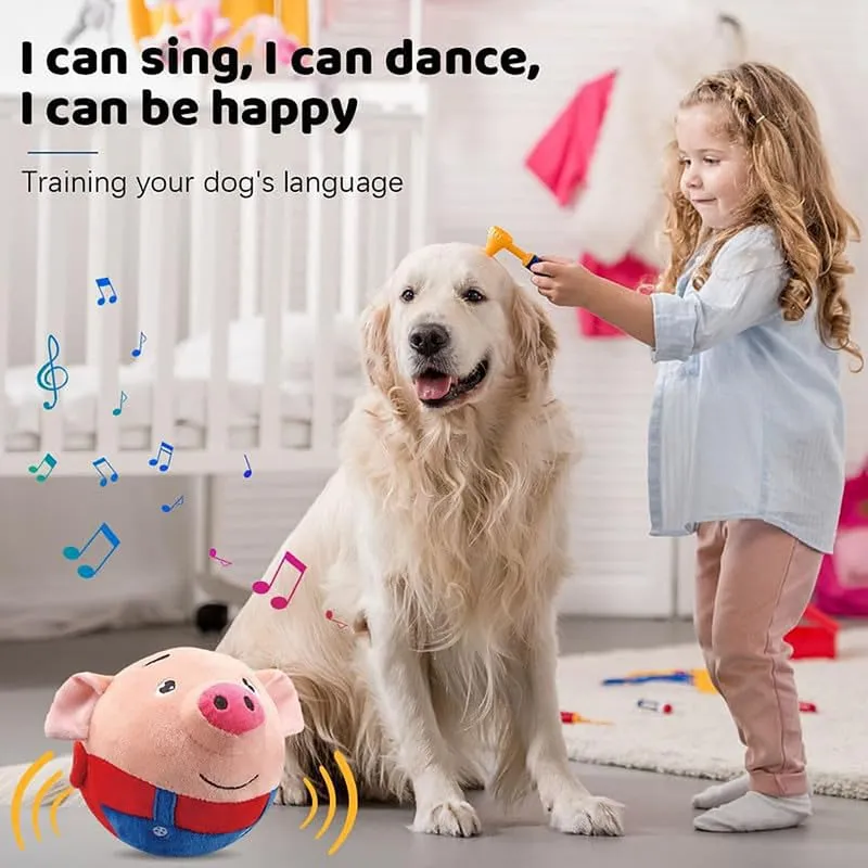 Active Moving Pet Plush Toy, 2024 Upgrade Interactive Dog Puppy Toys Squeaky Moving Dog Ball Toy Washable Cartoon Pig Plush Sound Electronic Dog Toy Shake Bounce Boredom Talking Toys for Pets