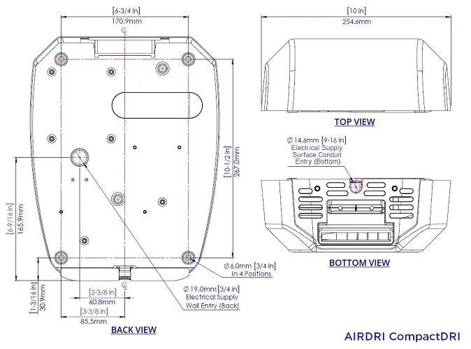 AirDri HDH-0606A5SSB | CompactDRI Automatic Hand Dryer, Brushed Stainless Steel, ADA Compliant