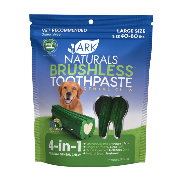 Ark Naturals Brushless Toothpaste Large Dental Chews for Dogs