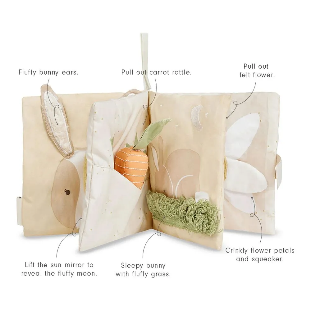 Avery Row Chamomile Collection Baby Fabric Book - Bunny Tales