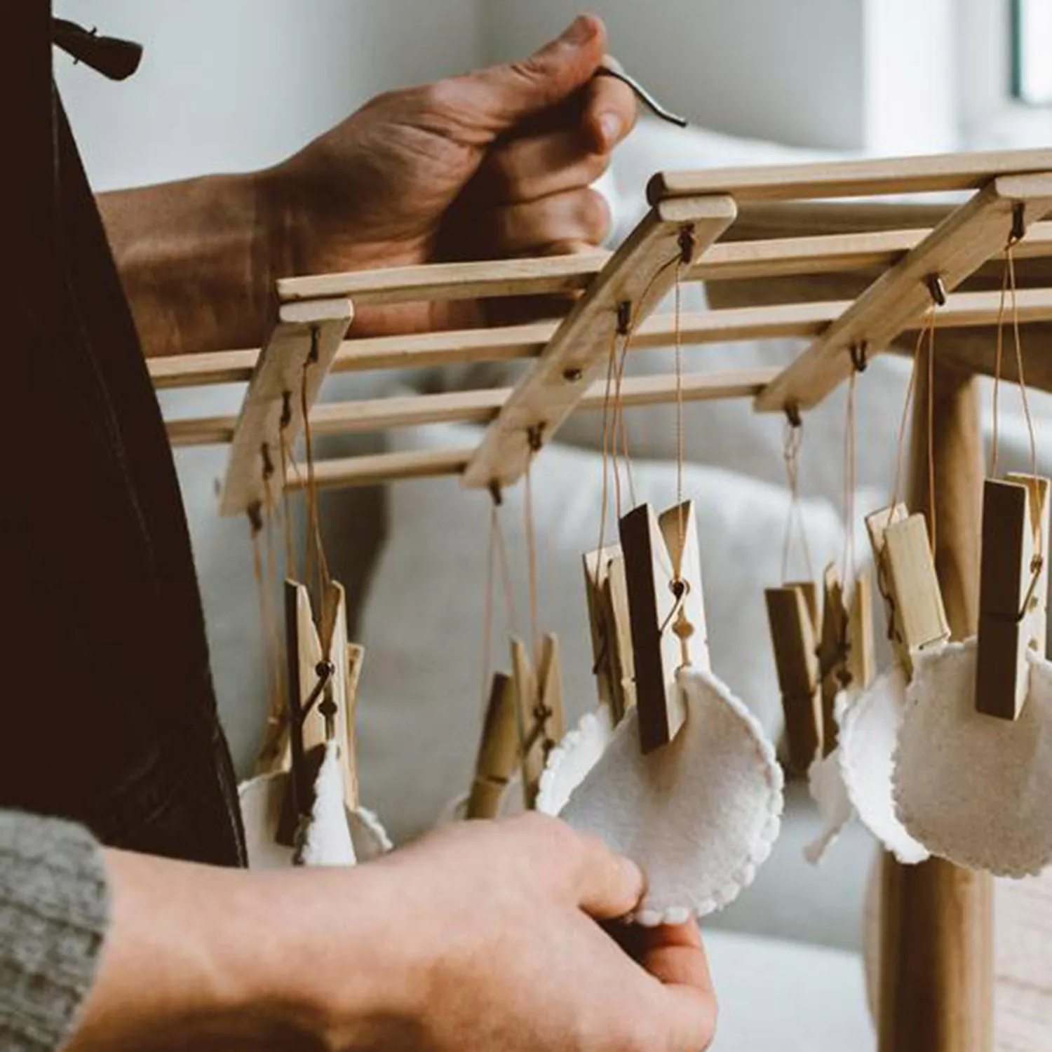 Bamboo Laundry Peg Airer - Natural