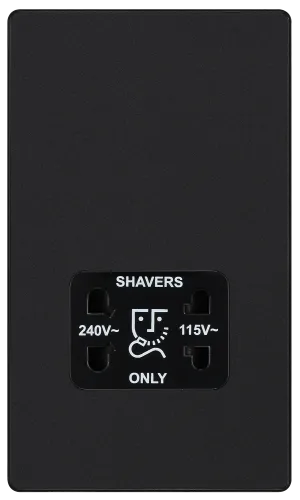 BG Evolve Matt Black Screwless Dual Volt Shaver Socket PCDMB20B