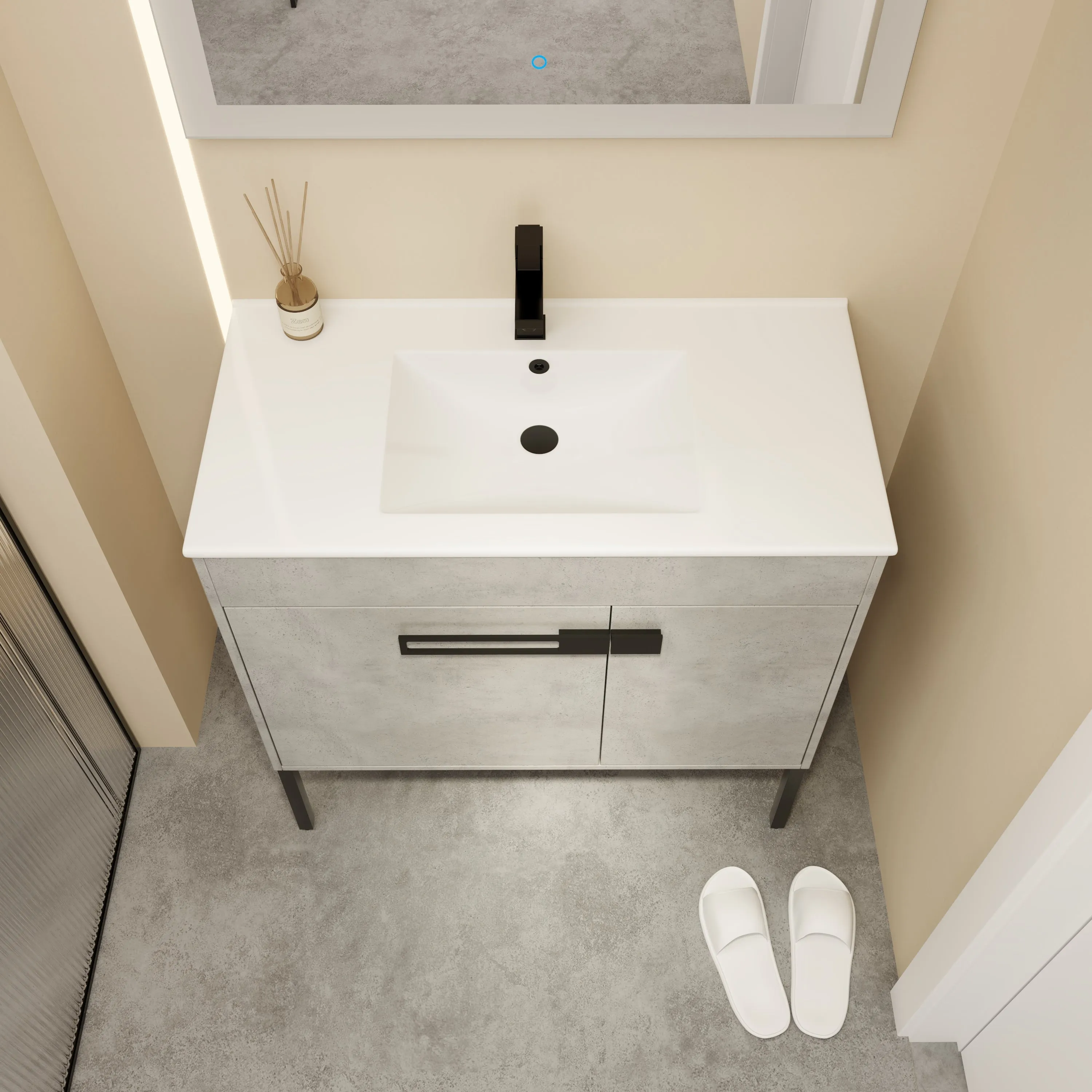 Blissful Aqua Bathroom Vanity With Sink - Gray