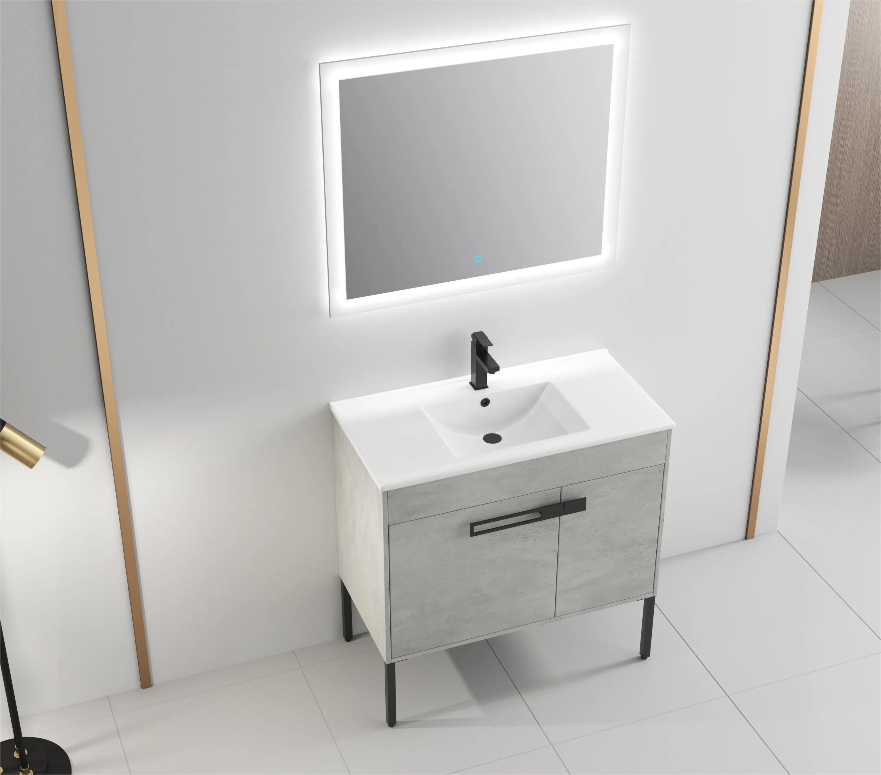 Blissful Aqua Bathroom Vanity With Sink - Gray