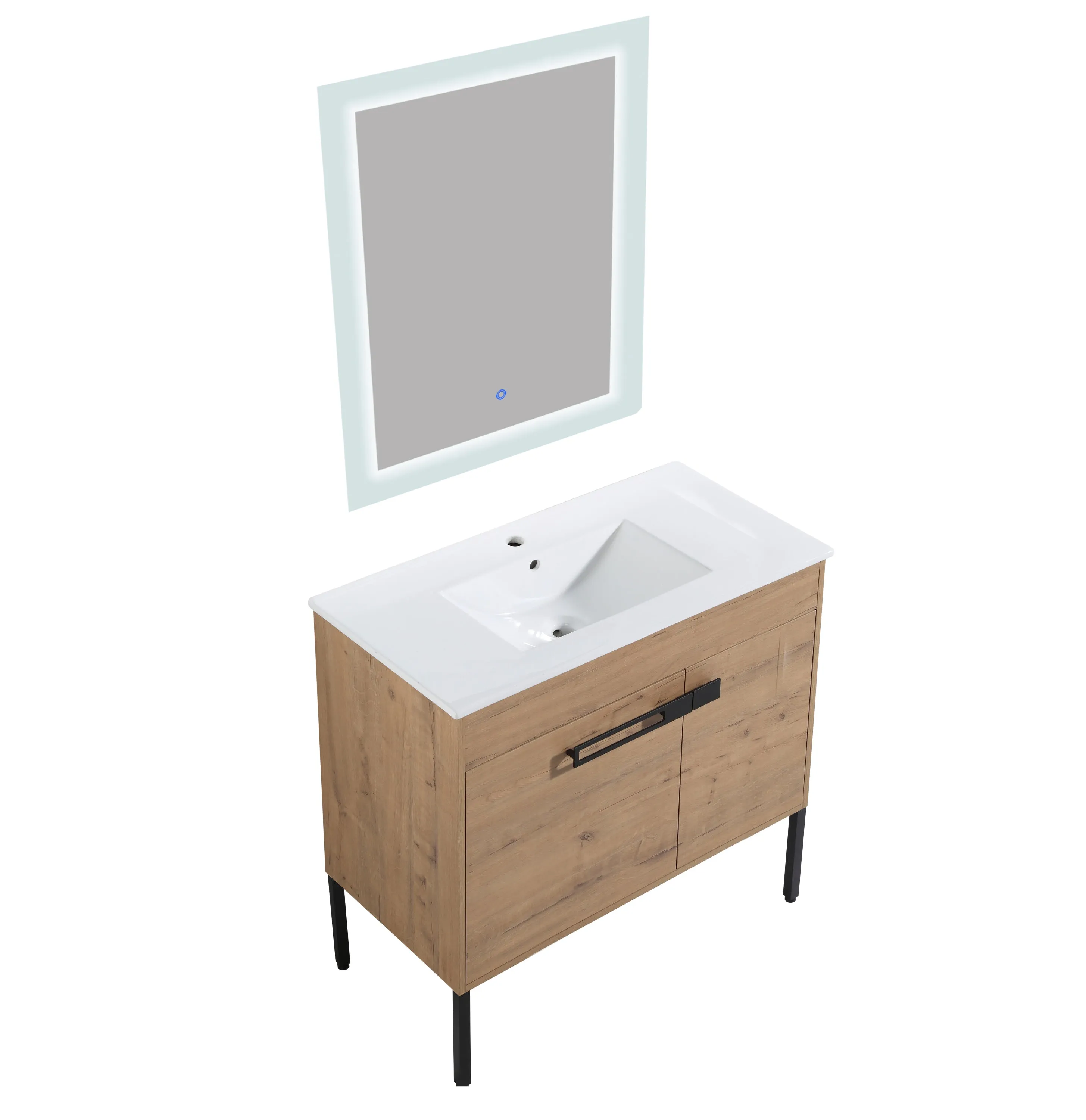 Blissful Aqua Bathroom Vanity With Sink - Oak