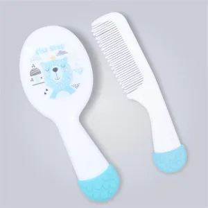 Blue Soft & Gentle Comb And Brush Grooming Set