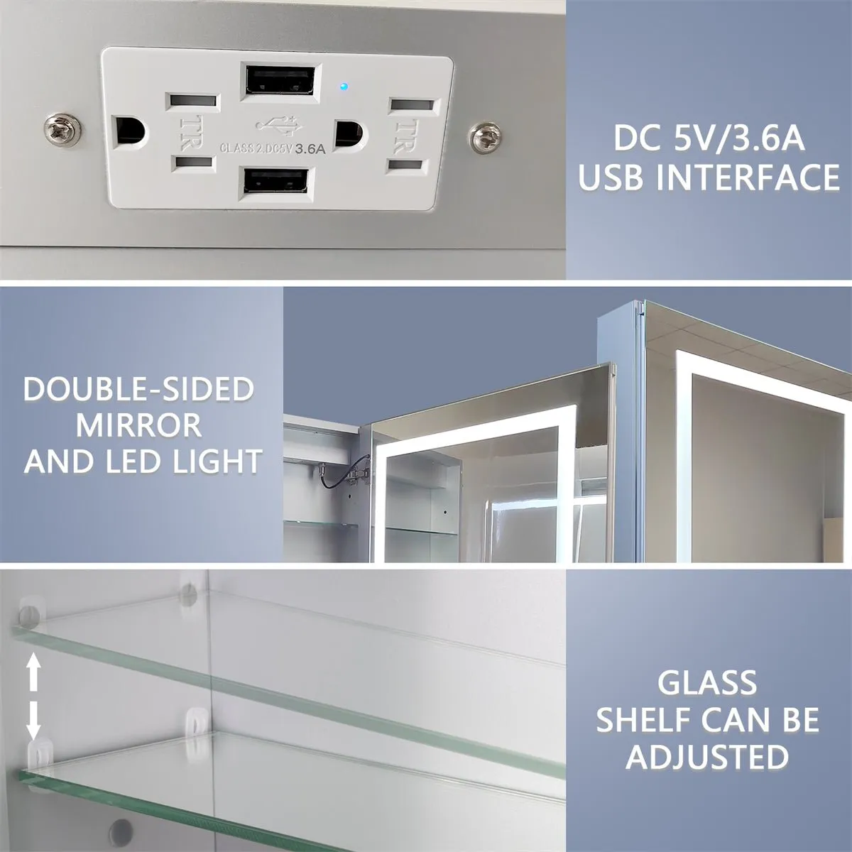 Boost-M1 72" W x 30" H Combination Medicine Cabinet with Mirror led Lighted Medicine Cabinet