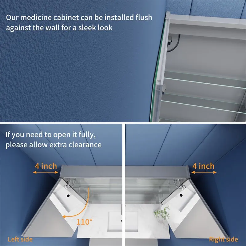 Boost-M1 72" W x 30" H Combination Medicine Cabinet with Mirror led Lighted Medicine Cabinet