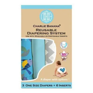 Charlie Banana 3 Diapers 6 Inserts Little Twitter One Size Hybrid AIO