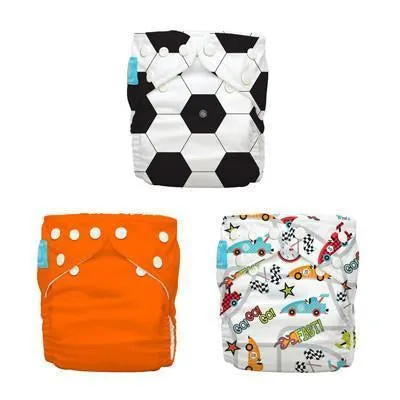 Charlie Banana 3 Diapers 6 Inserts Sporty One Size Hybrid AIO