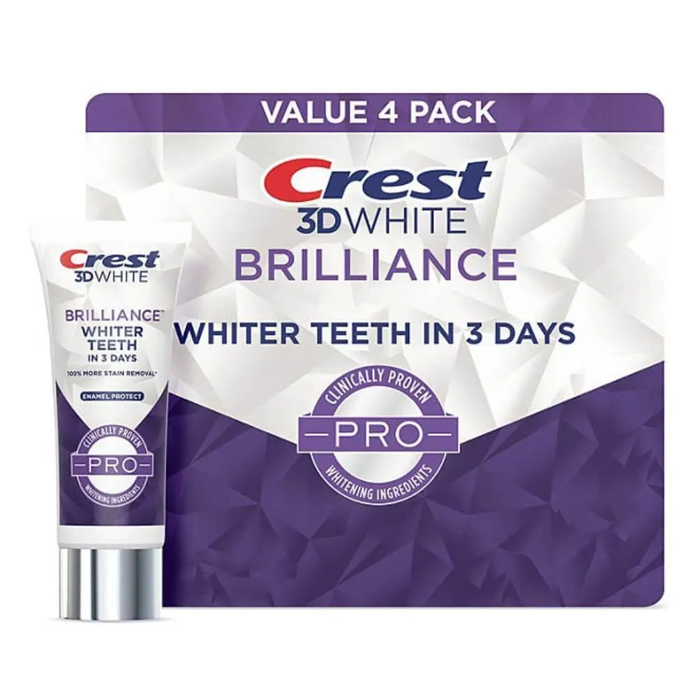 Crest - 3D White Brilliance PRO Enamel Protect Toothpaste - 3 Oz - 4 Pack