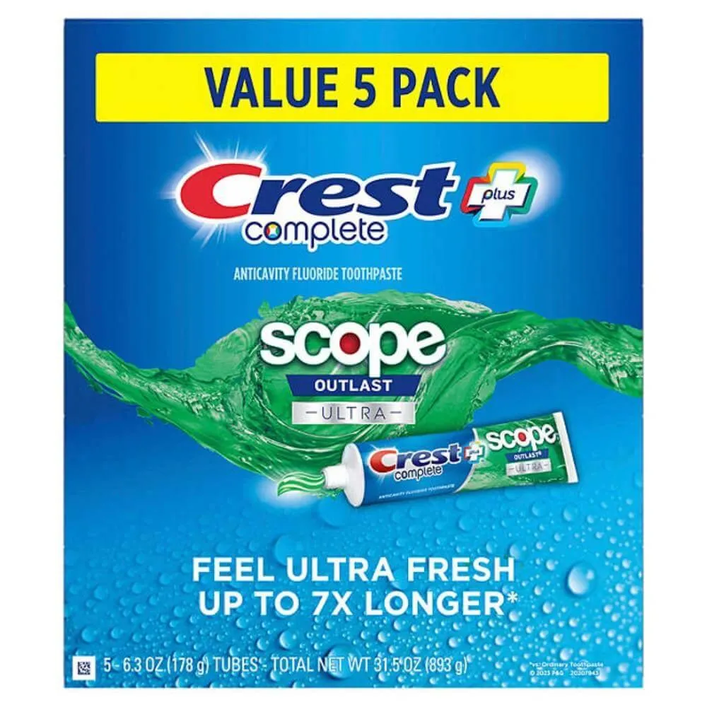 Crest - Complete   Scope Outlast Ultra Toothpaste - 6.3 Oz - 5 Pack