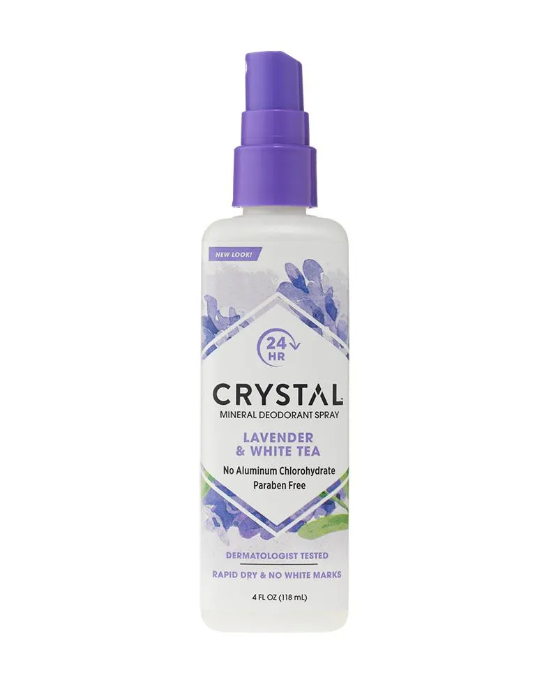 CRYSTAL - Mineral Deodorant Spray, Lavender & White Tea - 4 fl. oz. (118 ml)