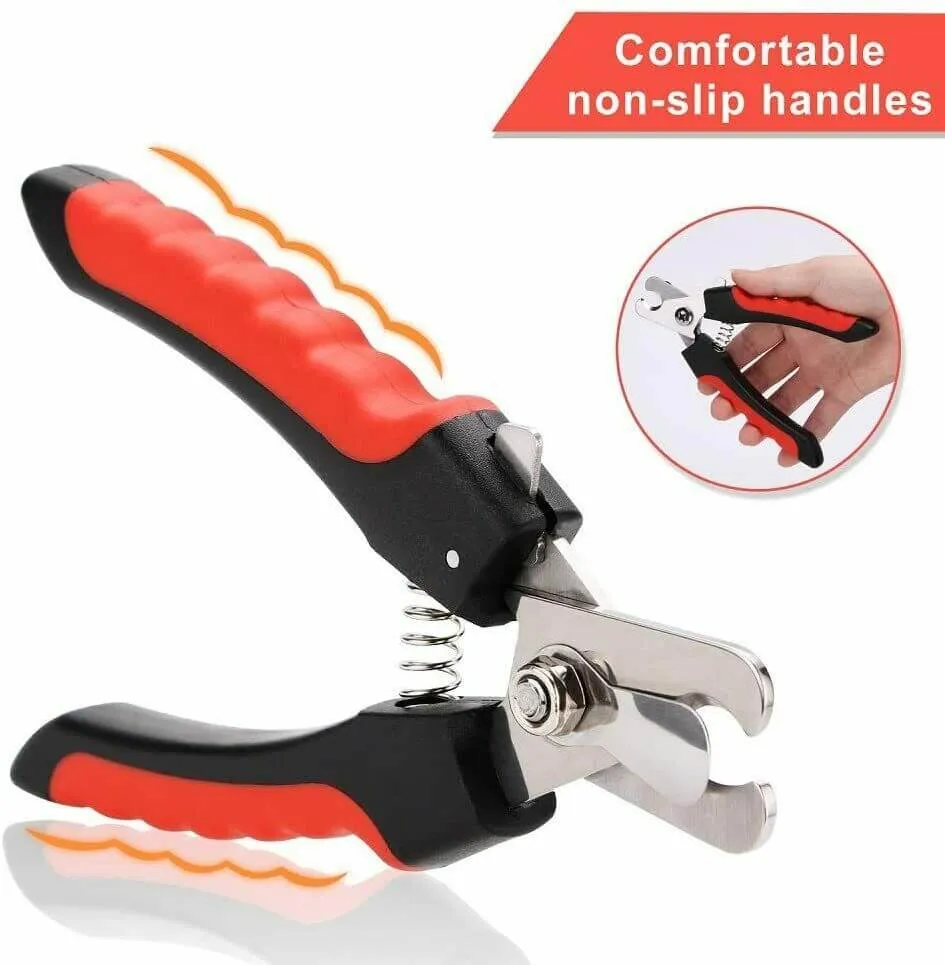 dog nail clippers with safety guard - nail trimmer razor for pet grooming