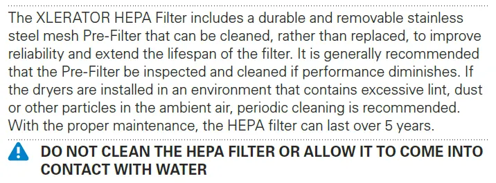 Excel Dryer XLERATOR® 40525 Certified HEPA Filter RETROFIT KIT