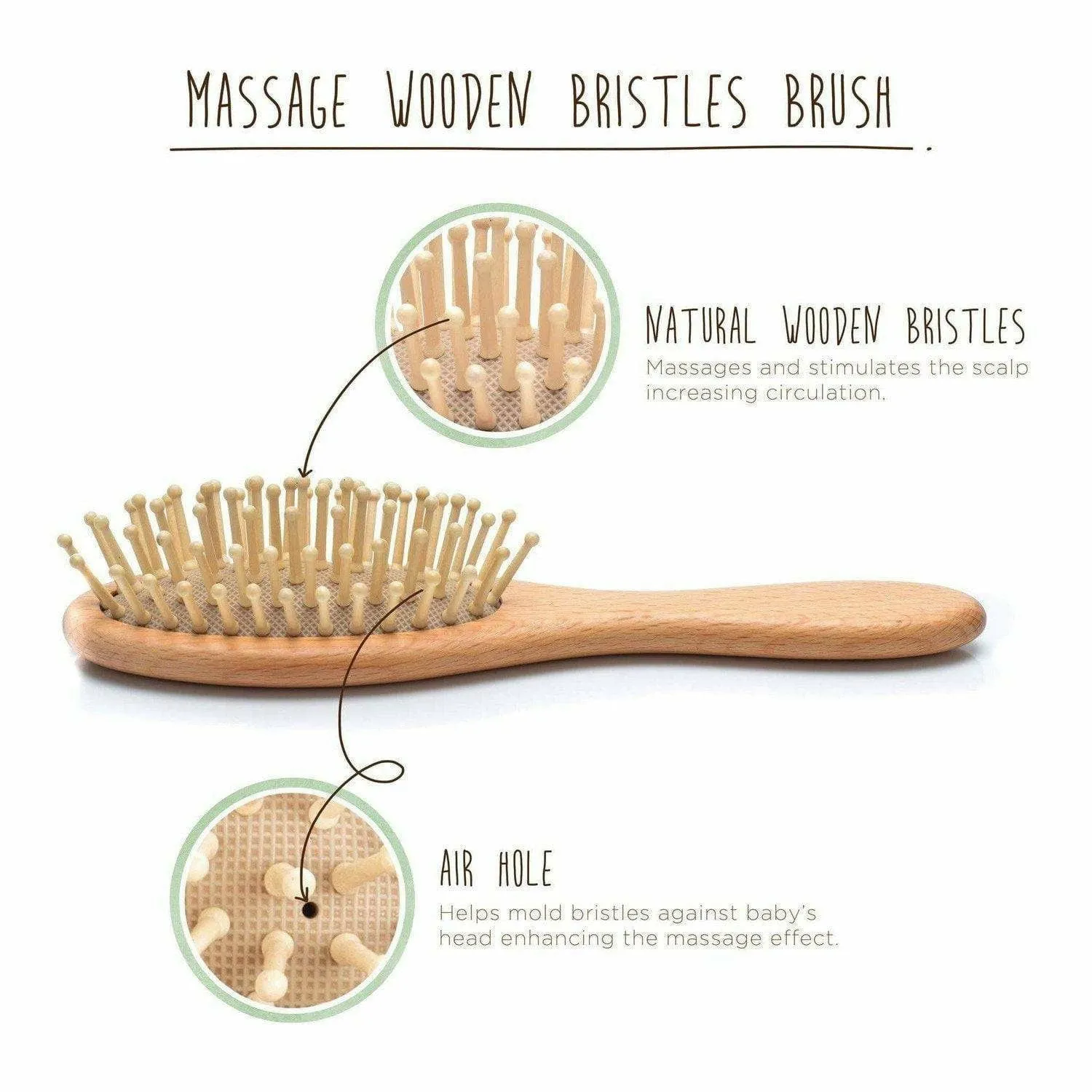 Fephas Baby Wooden Hairbrush Set