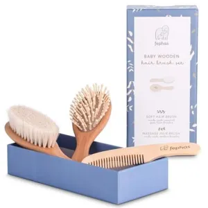 Fephas Wooden Baby Hair Brush Set