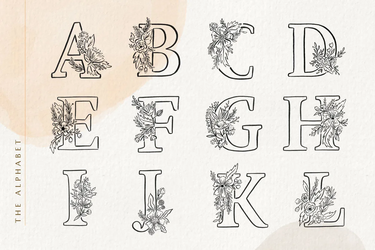 Floralia Botanic Alphabet Font   Illustrations