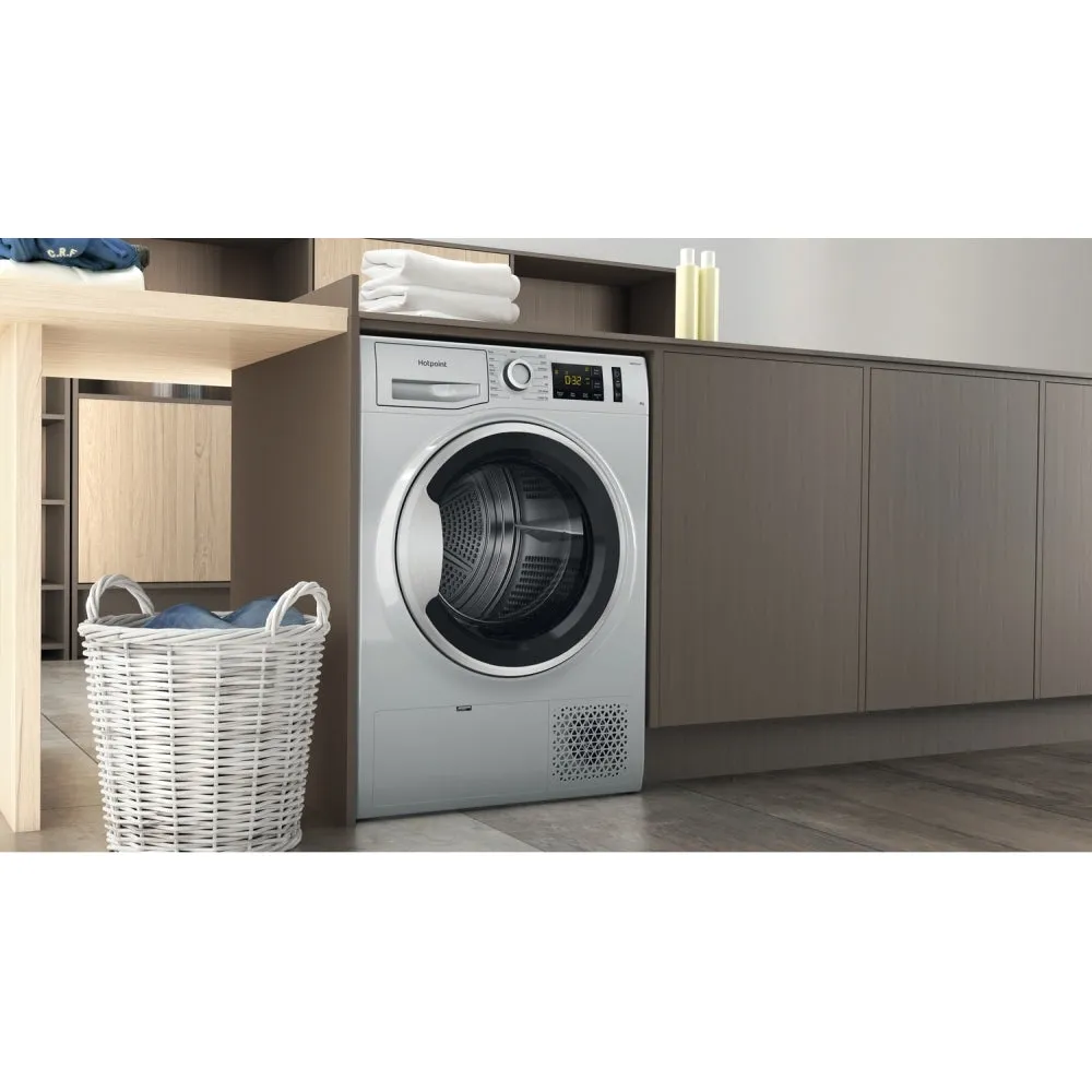 Hotpoint NTM1182SSKUK Heat Pump Tumble Dryer, 8kg, Silver, A   Rated