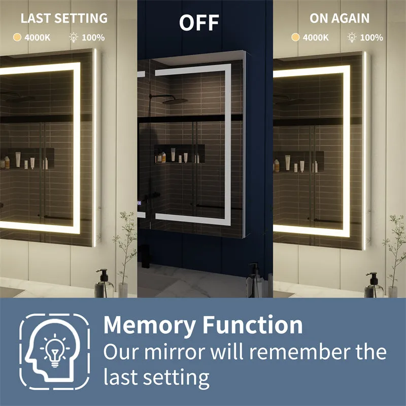 Illusion-B 66" x 36" LED Lighted Inset Mirrored Medicine Cabinet with Magnifiers Front and Back Light