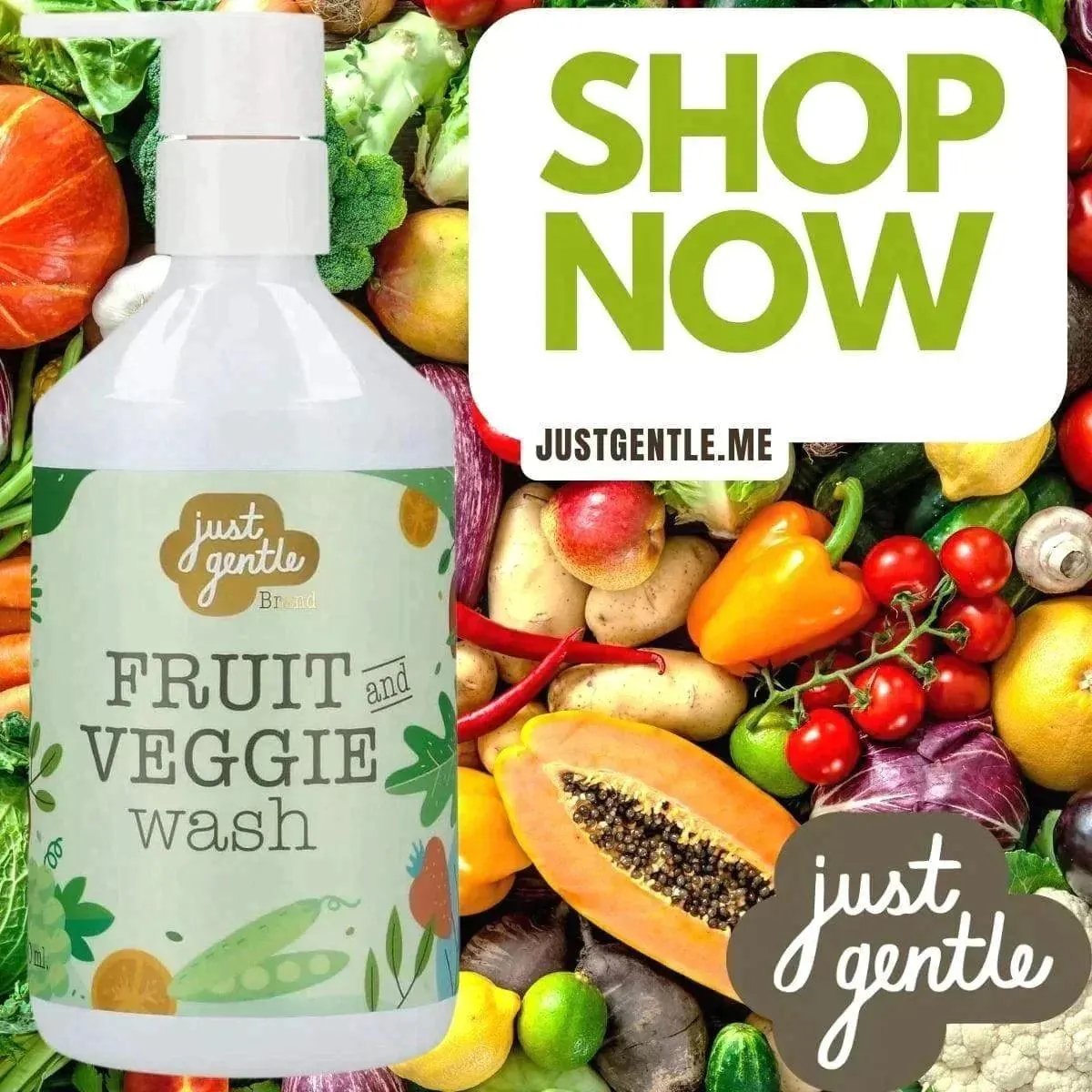 Just Gentle Organic Fruit & Veggie Wash - 300ml