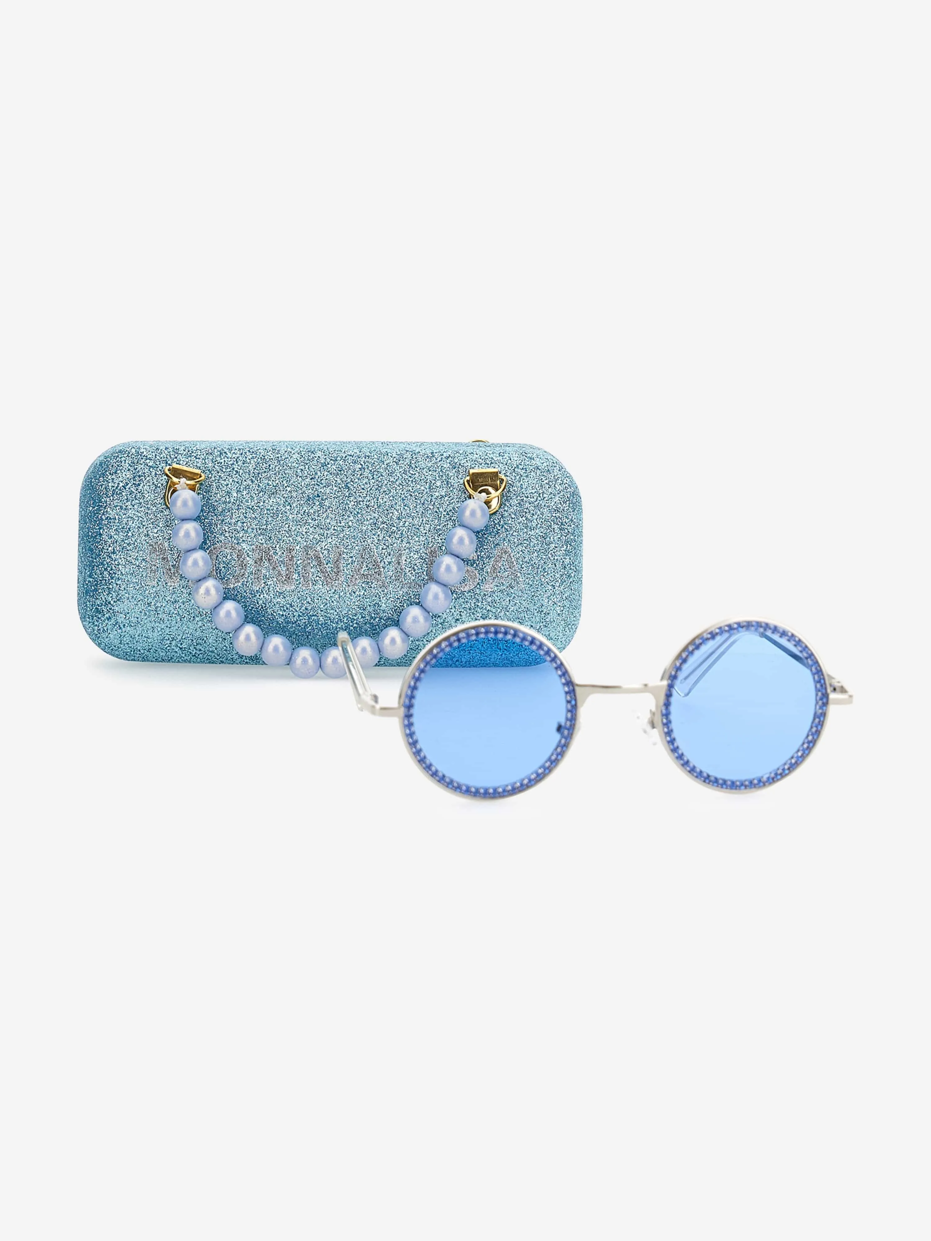 Monnalisa Girls Rhinestone Sunglasses in Blue