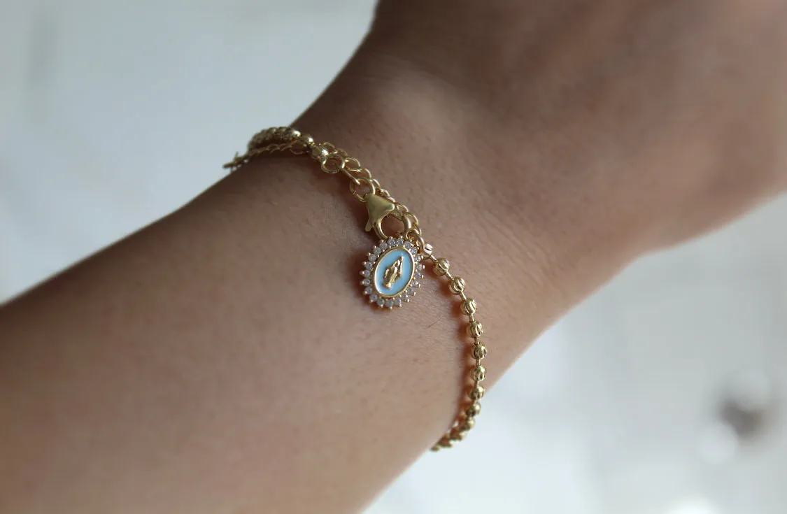 Mother Mary Bracelet in Blue