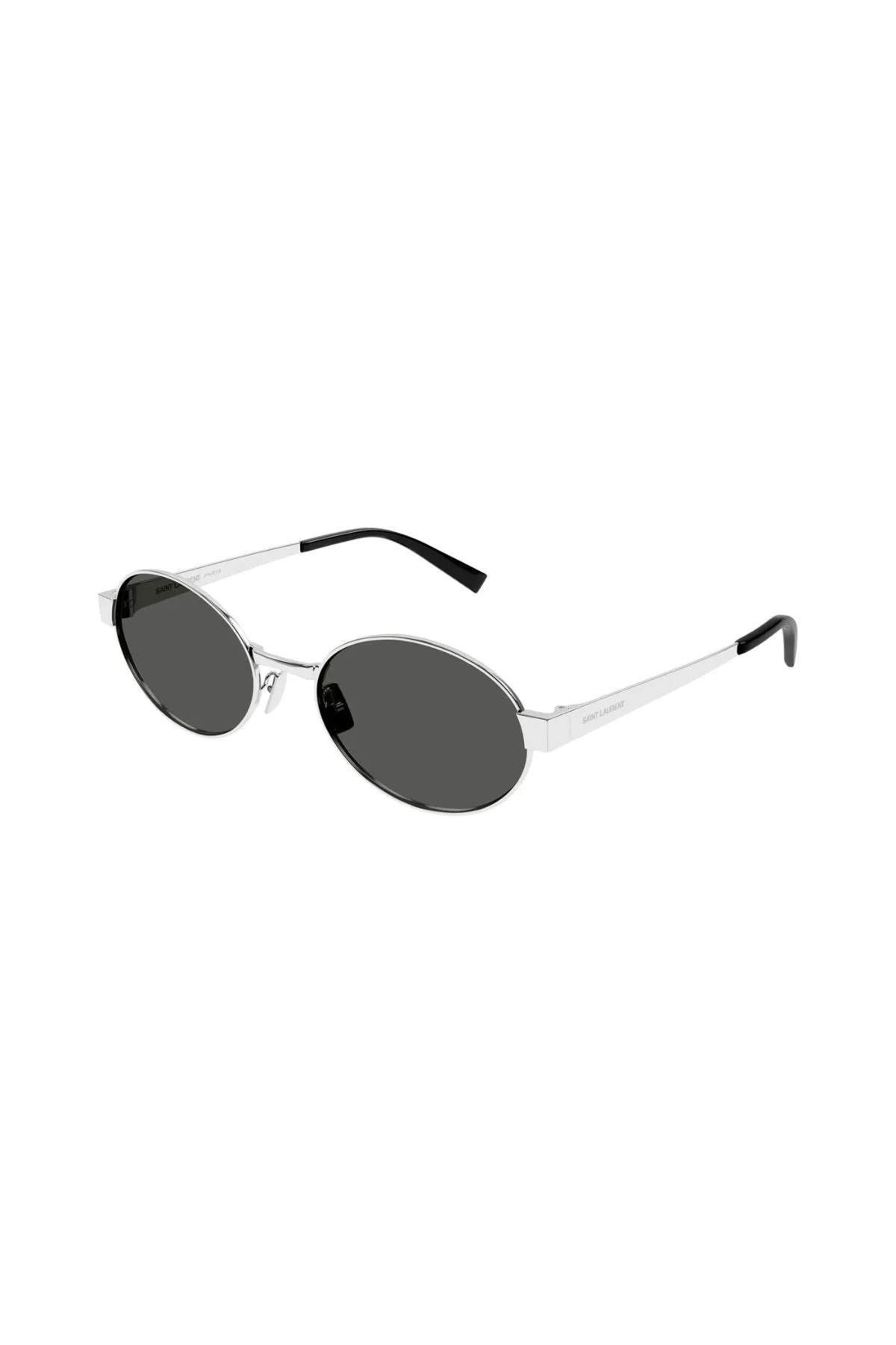 Saint Laurent Oval Framed Sunglasses - Silver/ Black