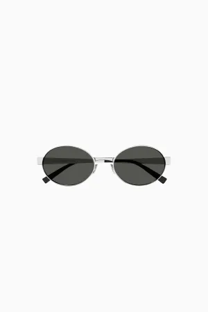 Saint Laurent Oval Framed Sunglasses - Silver/ Black