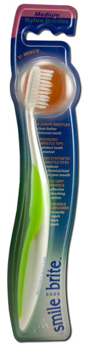 SMILE BRITE - Fixed Head Nylon Toothbrush V-Wave Medium - 1 Toothbrush