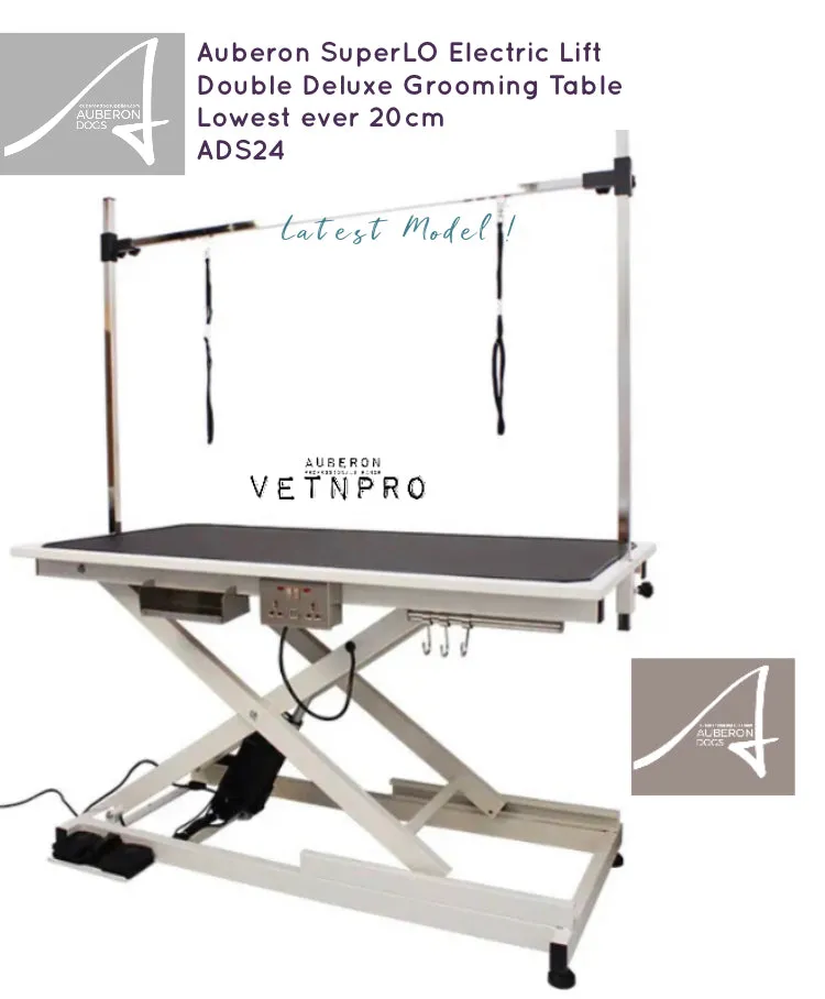 ‘SuperLODeluxe’ Pro Grooming Table Lowest 25cm features incl USB & Power Points Electric Lift all dogs up to 150kg high capacity