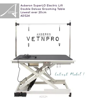 ‘SuperLODeluxe’ Pro Grooming Table Lowest 25cm features incl USB & Power Points Electric Lift all dogs up to 150kg high capacity