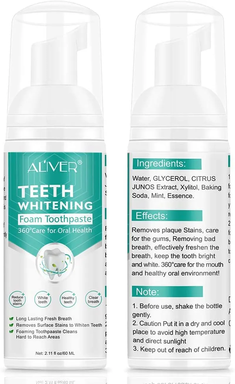 Teeth Whitening Toothpaste Foam Natural Ingredients Baking Soda Teeth Whitener