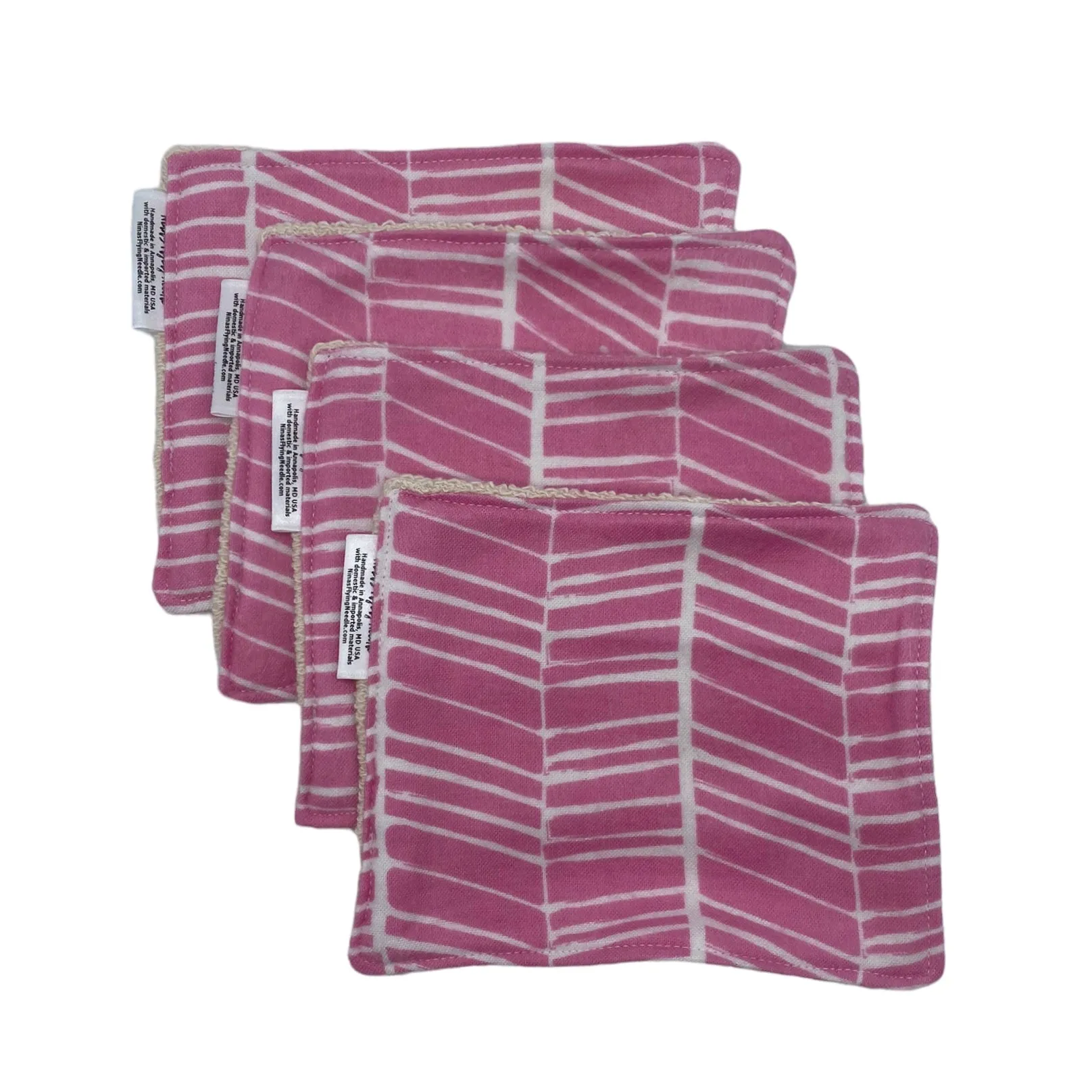 Wash Cloths - Minis - Herringbone on Pink