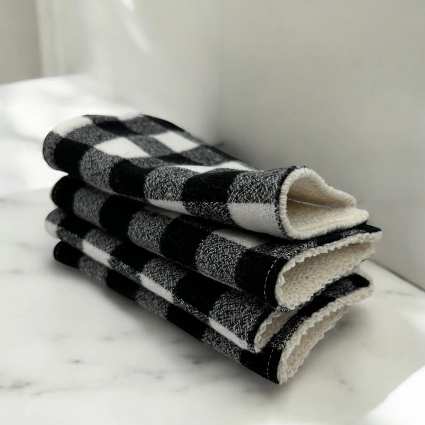 Wash Cloths - Minis - Plaid Black