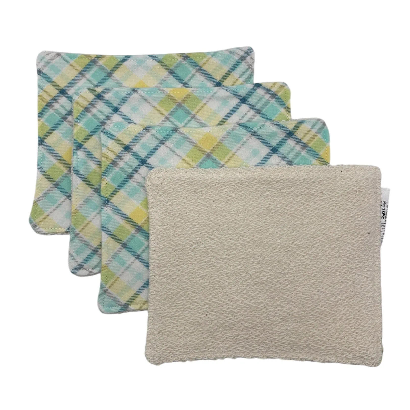 Wash Cloths - Minis - Plaid - Blue and Yellow