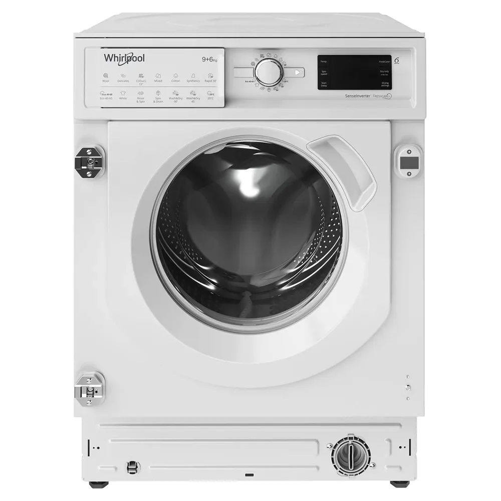 Whirlpool 9KG/6KG 1400 Spin Built-In Washer Dryer - White | BIWDWG961485UK