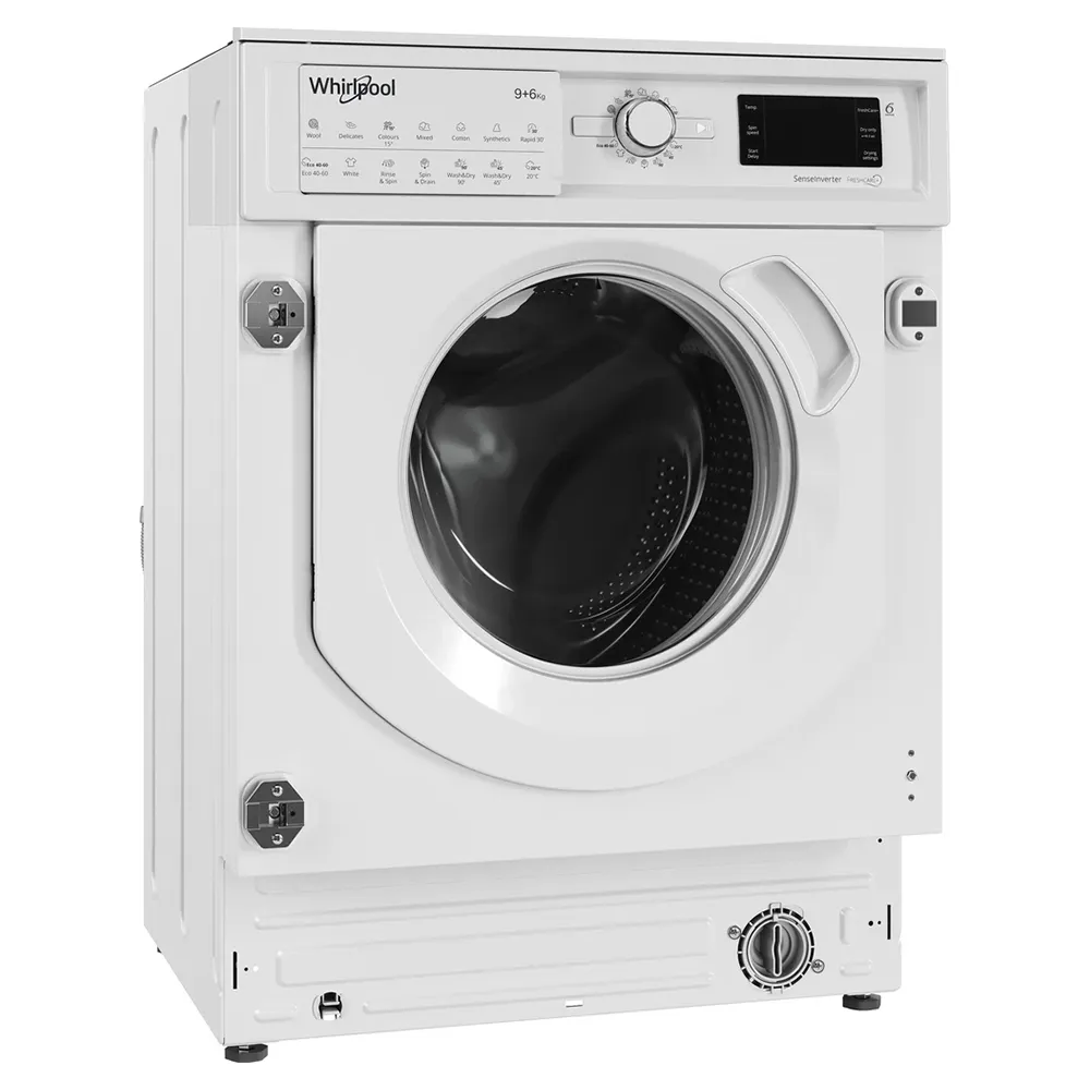 Whirlpool 9KG/6KG 1400 Spin Built-In Washer Dryer - White | BIWDWG961485UK