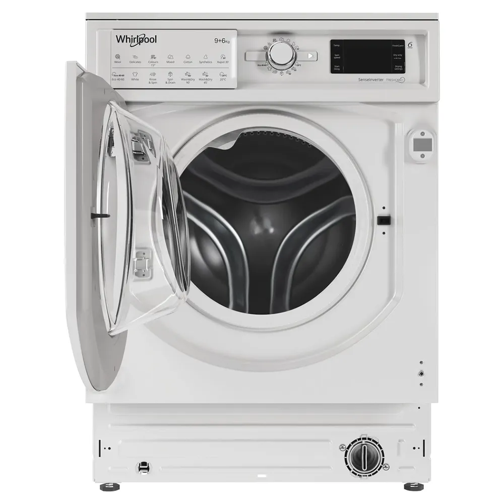 Whirlpool 9KG/6KG 1400 Spin Built-In Washer Dryer - White | BIWDWG961485UK