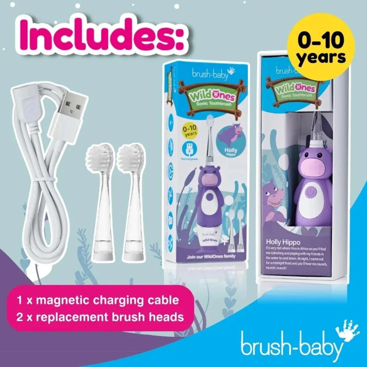 WildOnes™ Hippo Kids Electric Rechargeable Toothbrush